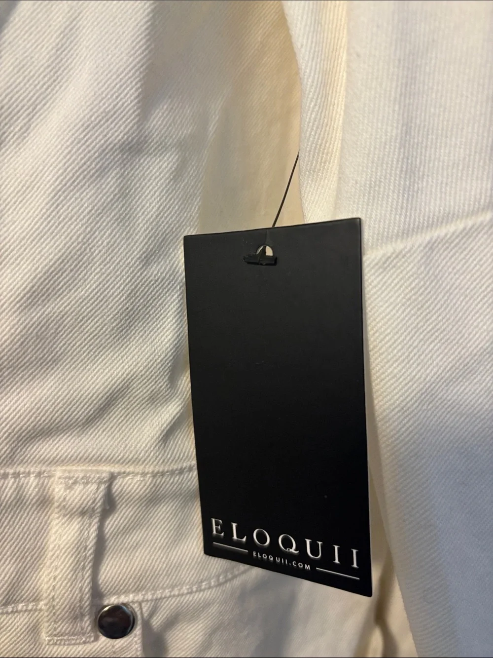 NWT - Eloquii Off-White Denim Dress with Snap Front - Picture 4 of 6